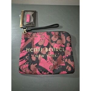 Henri Bendel New York Makeup Bag Pink Black Abstract 10x8